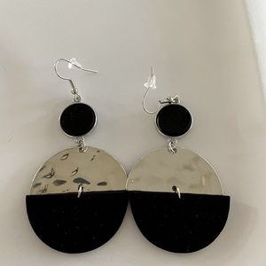 Black and silver two toned earrings